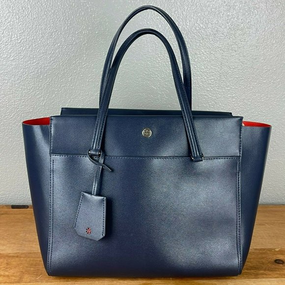 Tory Burch Handbags - Tory Burch Women's Parker Tote Bag Blue Leather